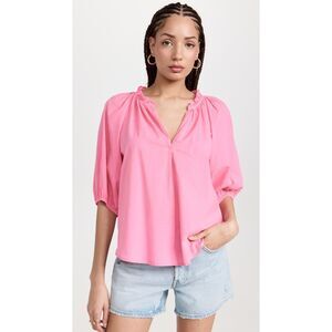 Xirena Jules Top Blouse Women's L Pink 3/4 Sleeve Lightweight Breathable Casual